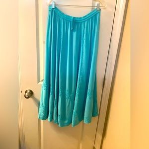Embroidered maxi skirt from Kirat, beautiful turquoise color, free size